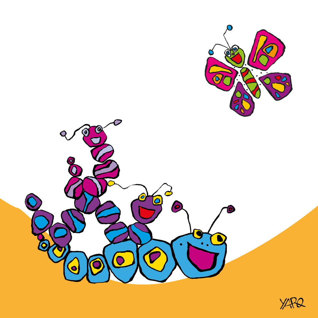 Caterpillars and Butterfly by Yaro on GIANT ART - orange art for kids papillon