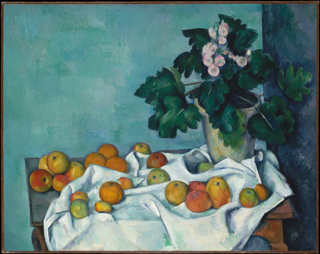 Still Life with Apples and a Pot of Primroses, ca. 1890 by Paul Cézanne on GIANT ART - museums