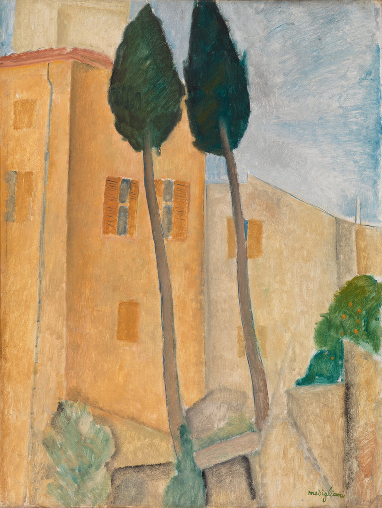 Cyprès et maisons à Cagnes by Amedeo Modigliani on GIANT ART - green masters tree