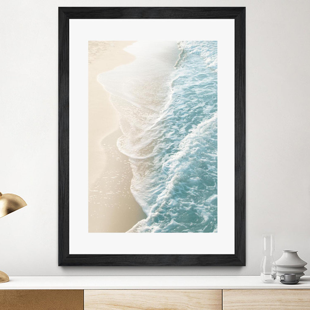 Soft Teal Gold Ocean Dream Waves #1  by Anita's & Bella's Art on GIANT ART - beige coastal sand