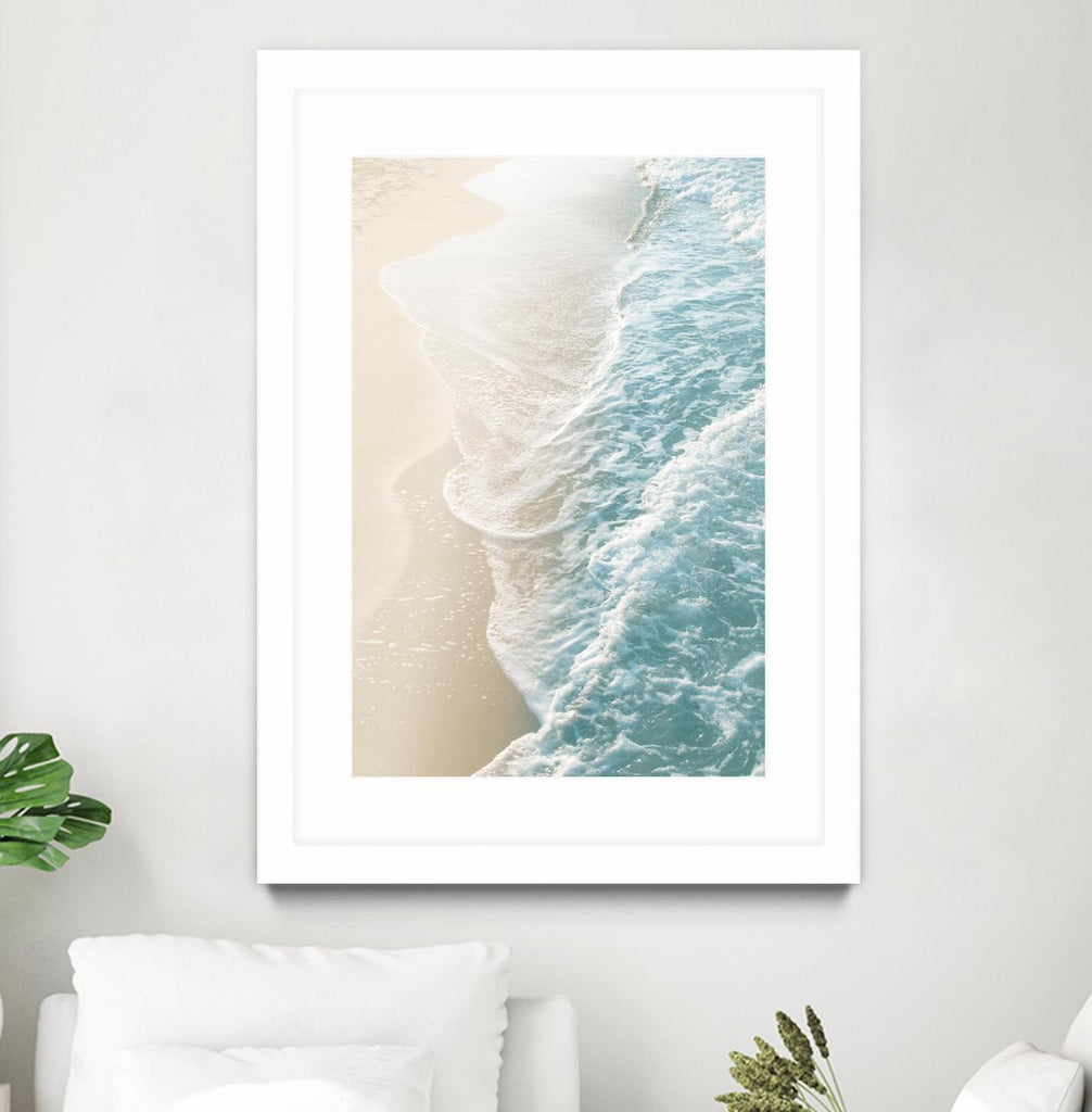 Soft Teal Gold Ocean Dream Waves #1  by Anita's & Bella's Art on GIANT ART - beige coastal sand