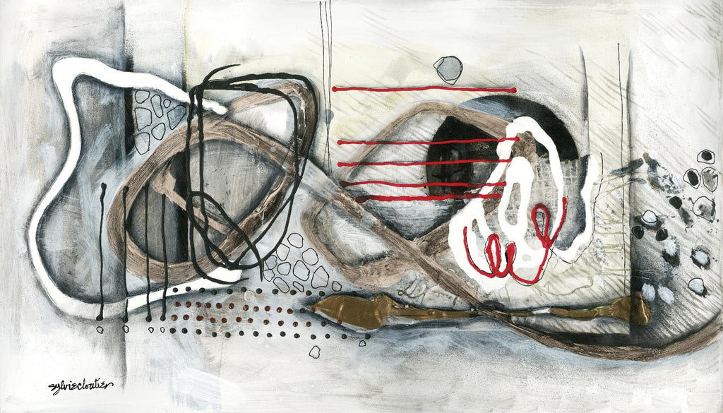 Et on s'accroche II par Sylvie Cloutier sur GIANT ART - abstrait blanc