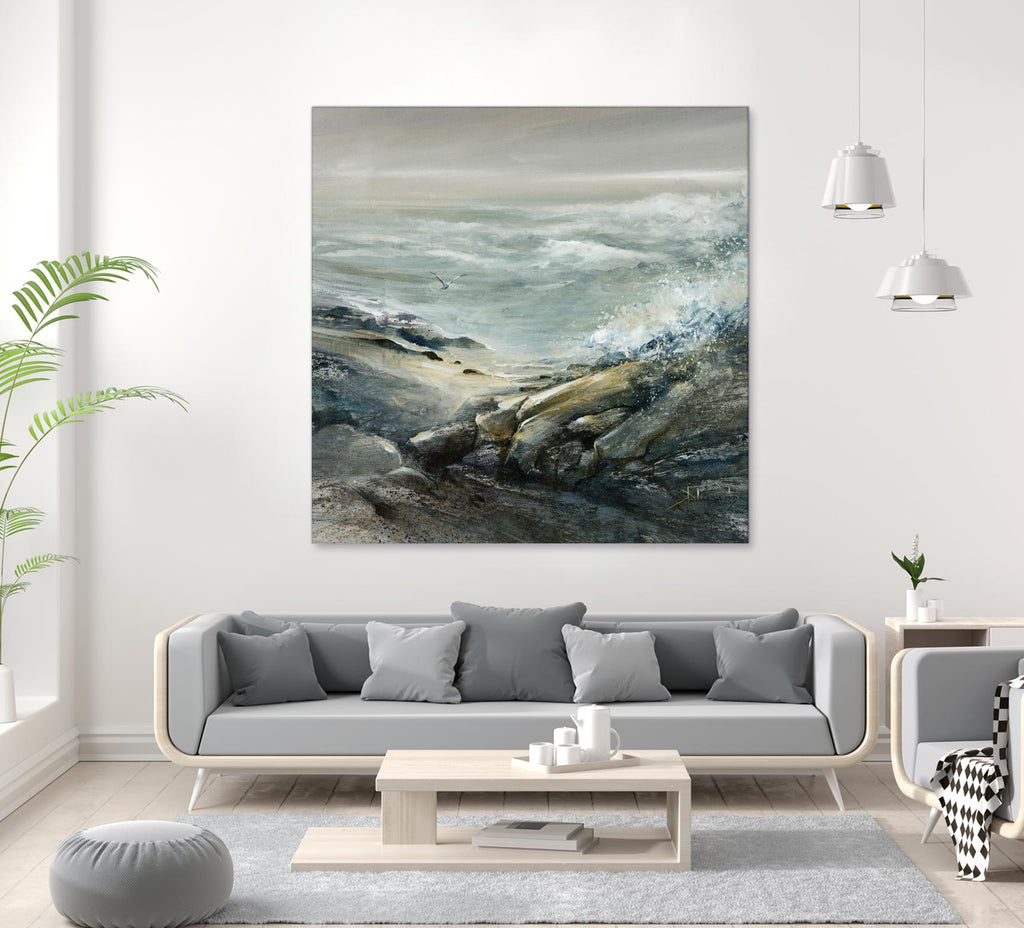 Seul de Roland Palmaerts sur GIANT ART - scène de mer grise