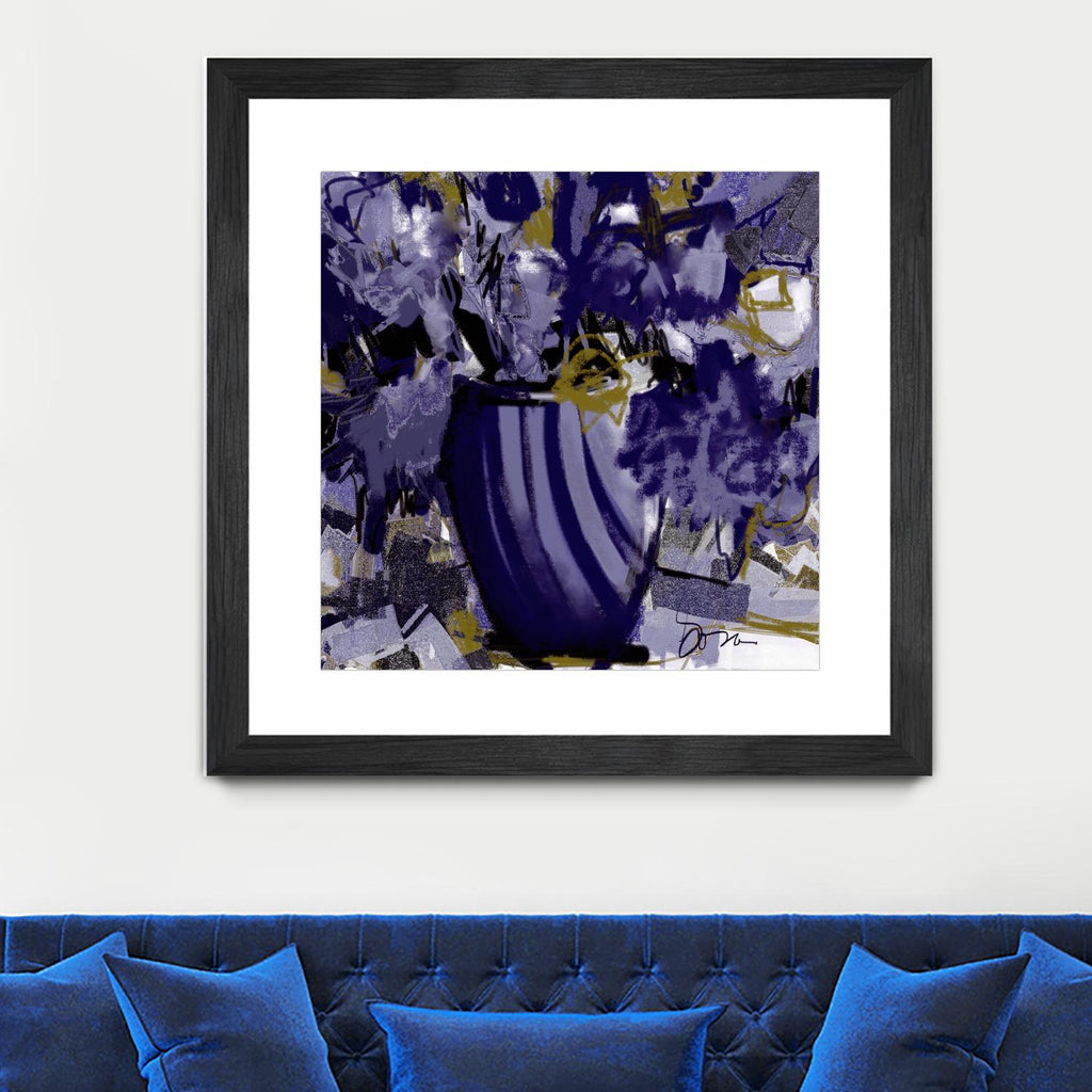 Dark blue flowers par Doris Savard sur GIANT ART - abstrait gris