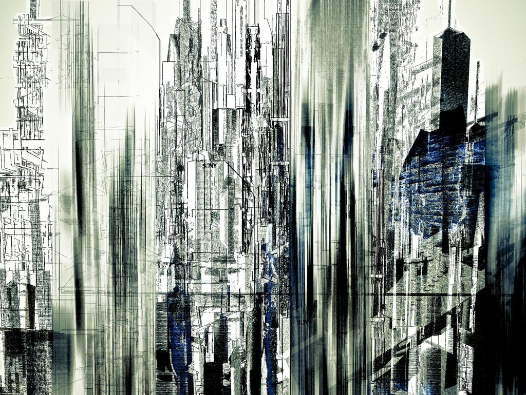Abstract City Perspective II de Jean-François Dupuis sur GIANT ART - scène urbaine blanche