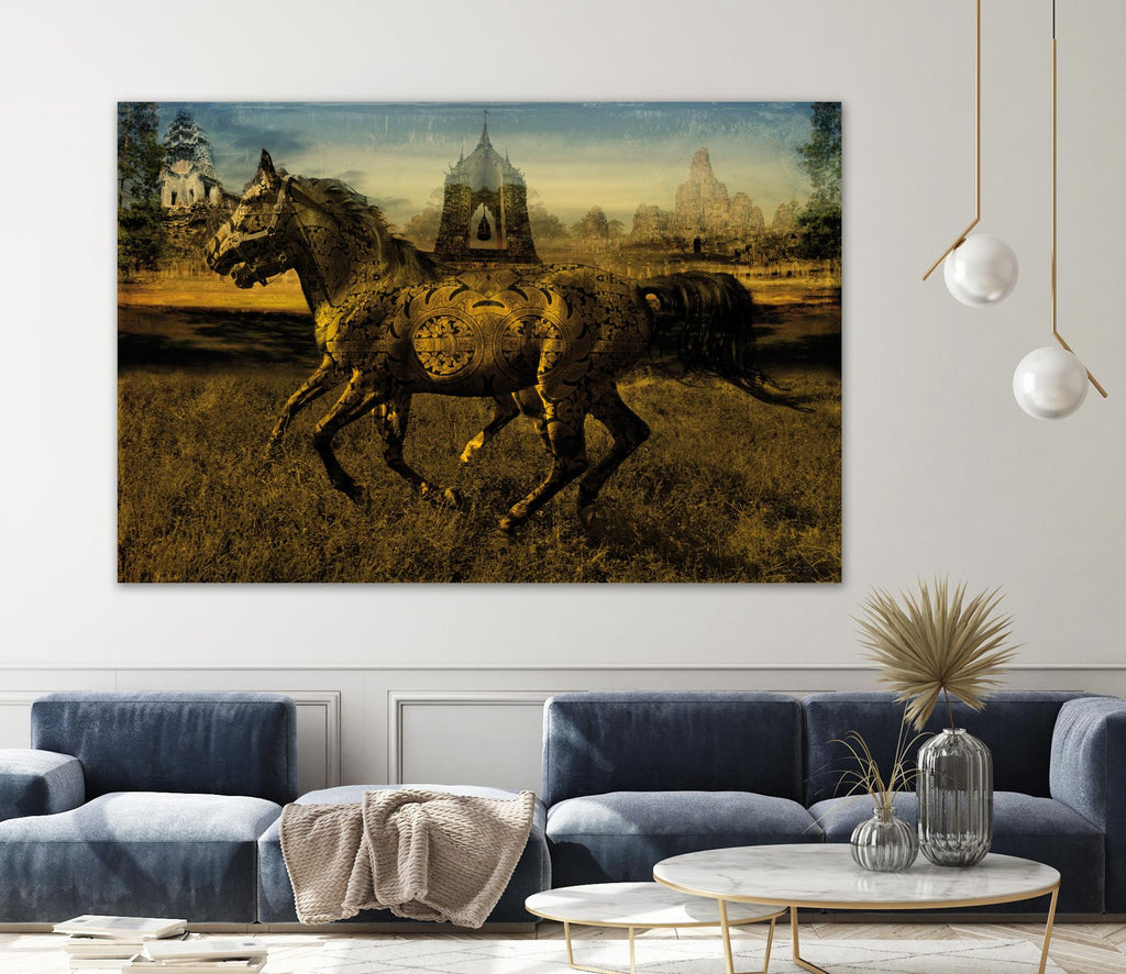 2 Horses by Daniel Stanford on GIANT ART - gold animals exotique