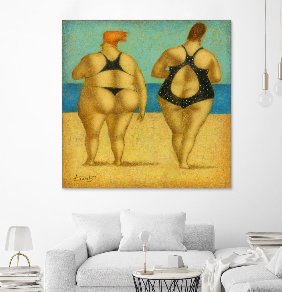 2 sur la plage par Steven Lamb sur GIANT ART - beige hommes et femmes