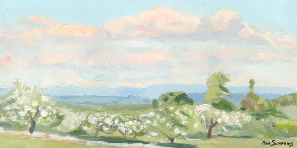 Apple Orchards & Cotton Candy Clouds par Ron Simpkins sur GIANT ART - paysage bleu