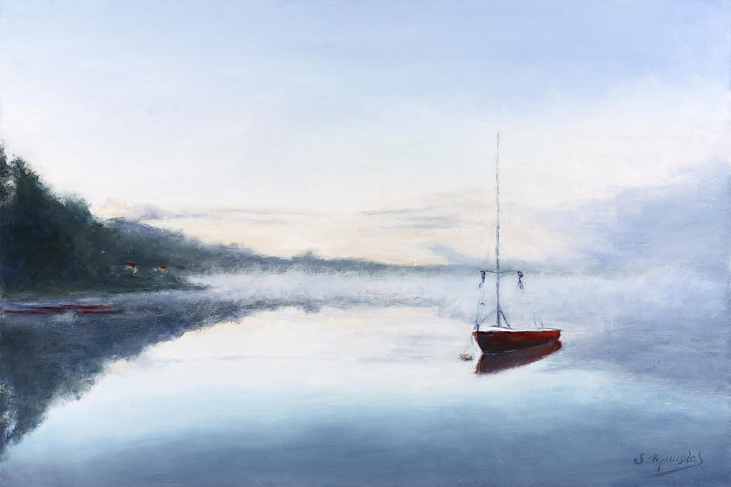 Le solitaire de Jocelyne Maucotel sur GIANT ART - scène de mer bleue