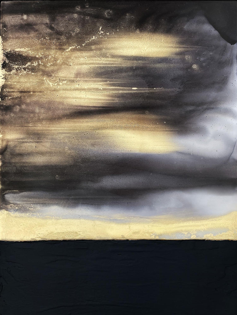 Golden Dawn -Pourpre par Alyson Mccrink sur GIANT ART - horizon abstrait beige