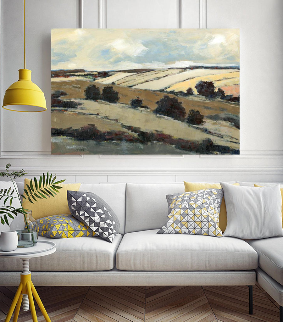 Paysage serein 1 par Jacques Clement sur GIANT ART - beige paysage champs