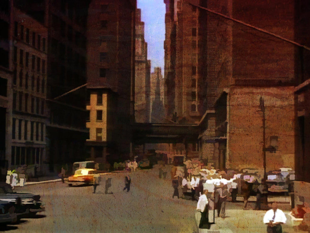 New York 1949 - 2 par Jean-François Dupuis sur GIANT ART - beige scène de ville ouvriers