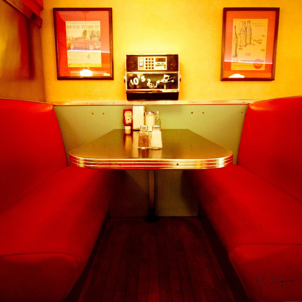1945's diner IX by Jean-François Dupuis on GIANT ART - red vintage bench
