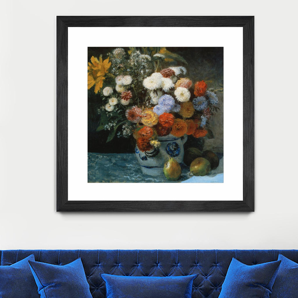 Fleurs dans un pot en faïence d'Auguste Renoir sur GIANT ART - fleurs rouges