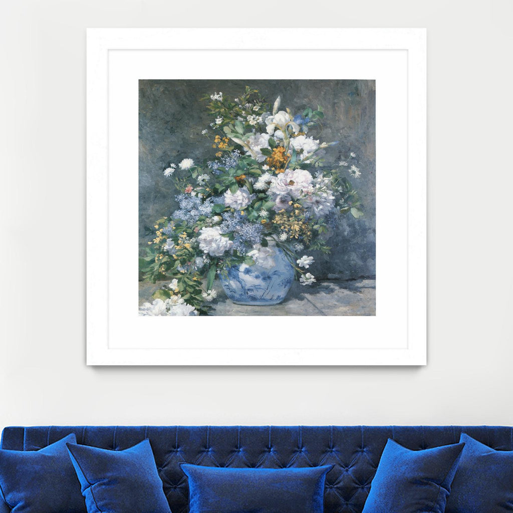 Bouquet Printanier d'Auguste Renoir sur GIANT ART - bleu fleurs floral