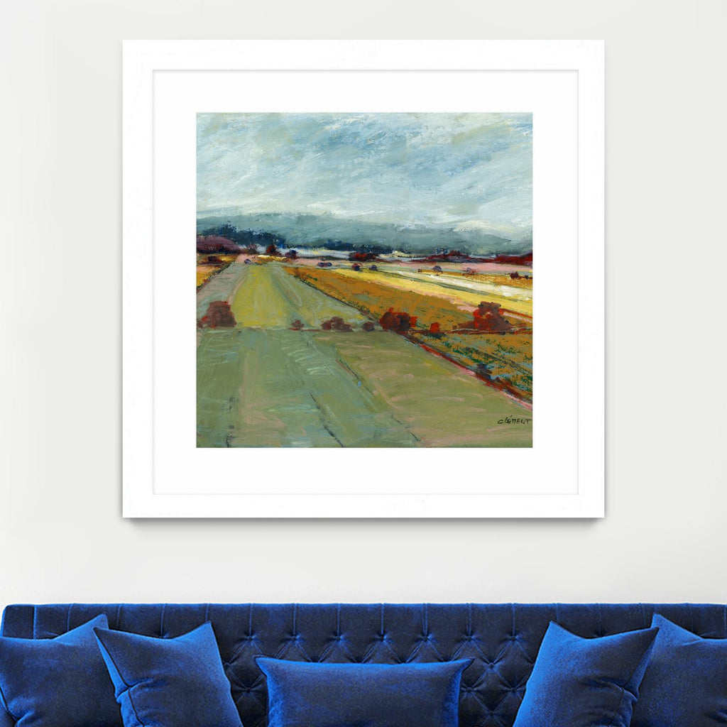 Paysage au pastel VIII par Jacques Clement sur GIANT ART - paysage bleu