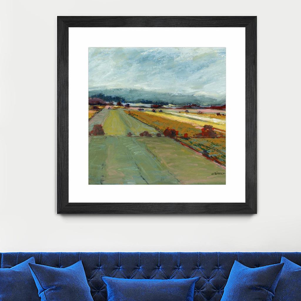 Paysage au pastel VIII par Jacques Clement sur GIANT ART - paysage bleu