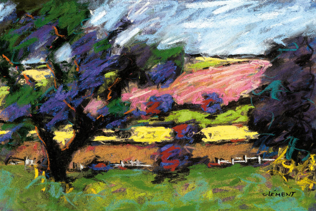 Paysage au pastel I par Jacques Clement sur GIANT ART - paysage bleu