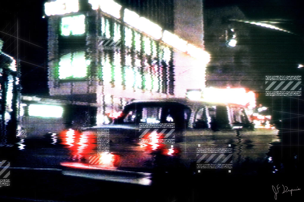 City Taxi I de Jean-François Dupuis sur GIANT ART - scène de rue rouge