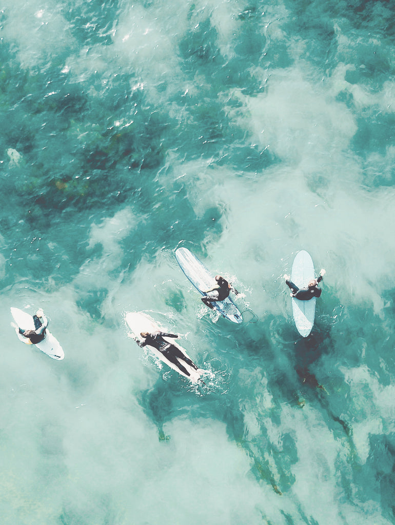 surfers by Unknown on GIANT ART - blue coastal ocean