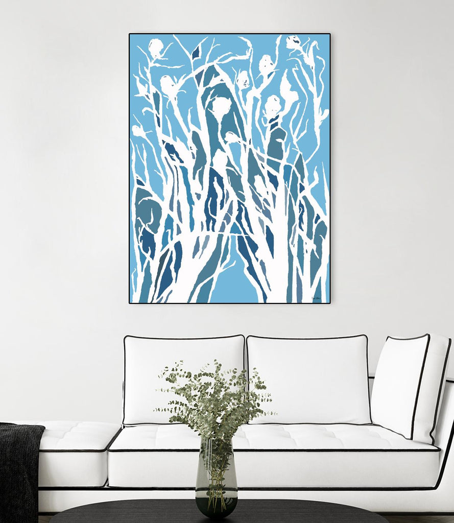 Vigne et colombe - Shadow -27 par Lori Dubois sur GIANT ART - herbe linéaire bleue