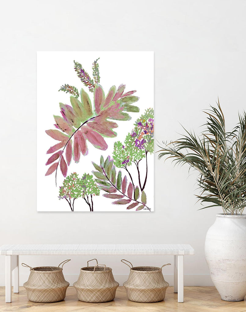 Mimosa - Magenta - 13 par Lori Dubois sur GIANT ART - feuilles botaniques roses