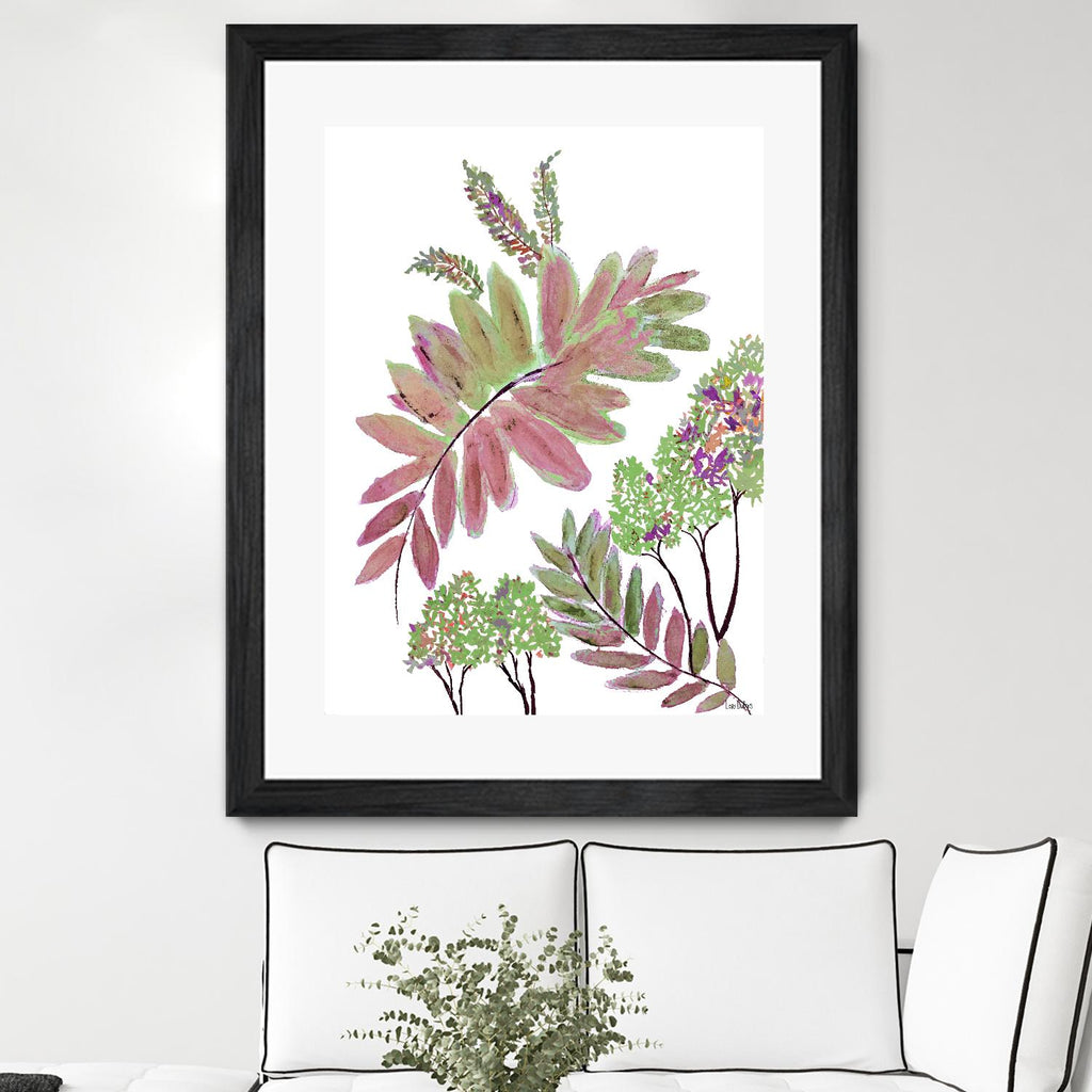 Mimosa - Magenta - 13 par Lori Dubois sur GIANT ART - feuilles botaniques roses