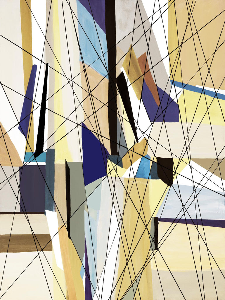 SeaCruise by Lori Dubois on GIANT ART - beige geometric shapes angled black lines