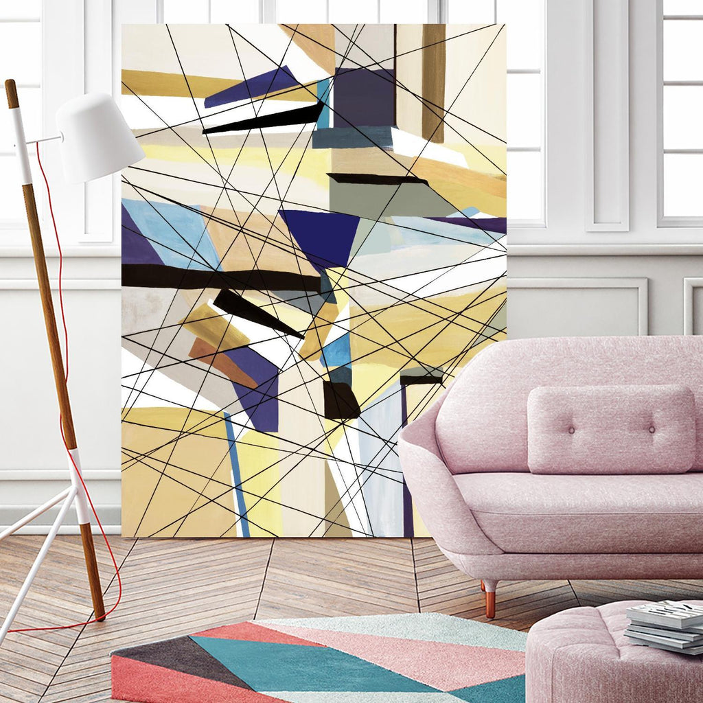 Navigation by Lori Dubois on GIANT ART - beige linear angled black lines