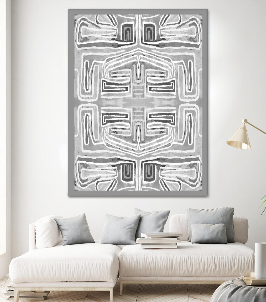 Dynasty-III de Lori Dubois sur GIANT ART - motifs blancs à bordure grise
