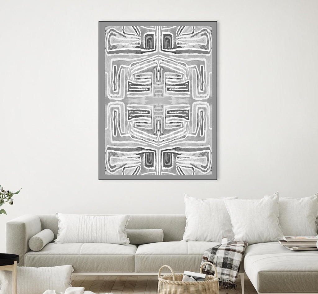 Dynasty-III de Lori Dubois sur GIANT ART - motifs blancs à bordure grise