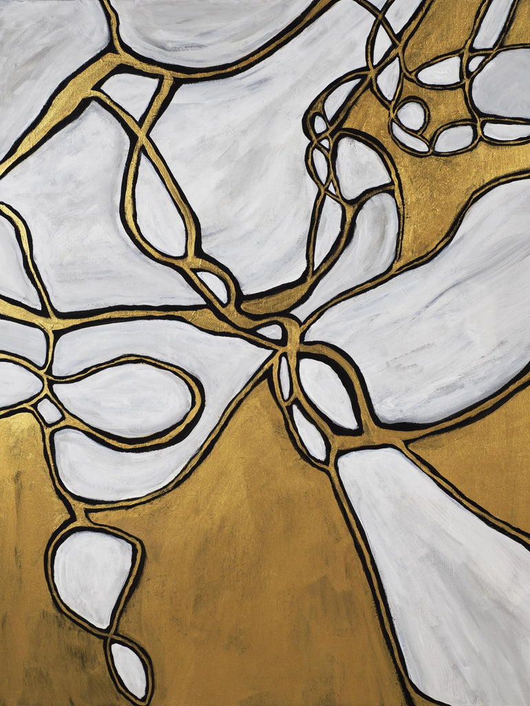 Mocha Latte -Gold - 2 by Lori Dubois on GIANT ART - gold linear