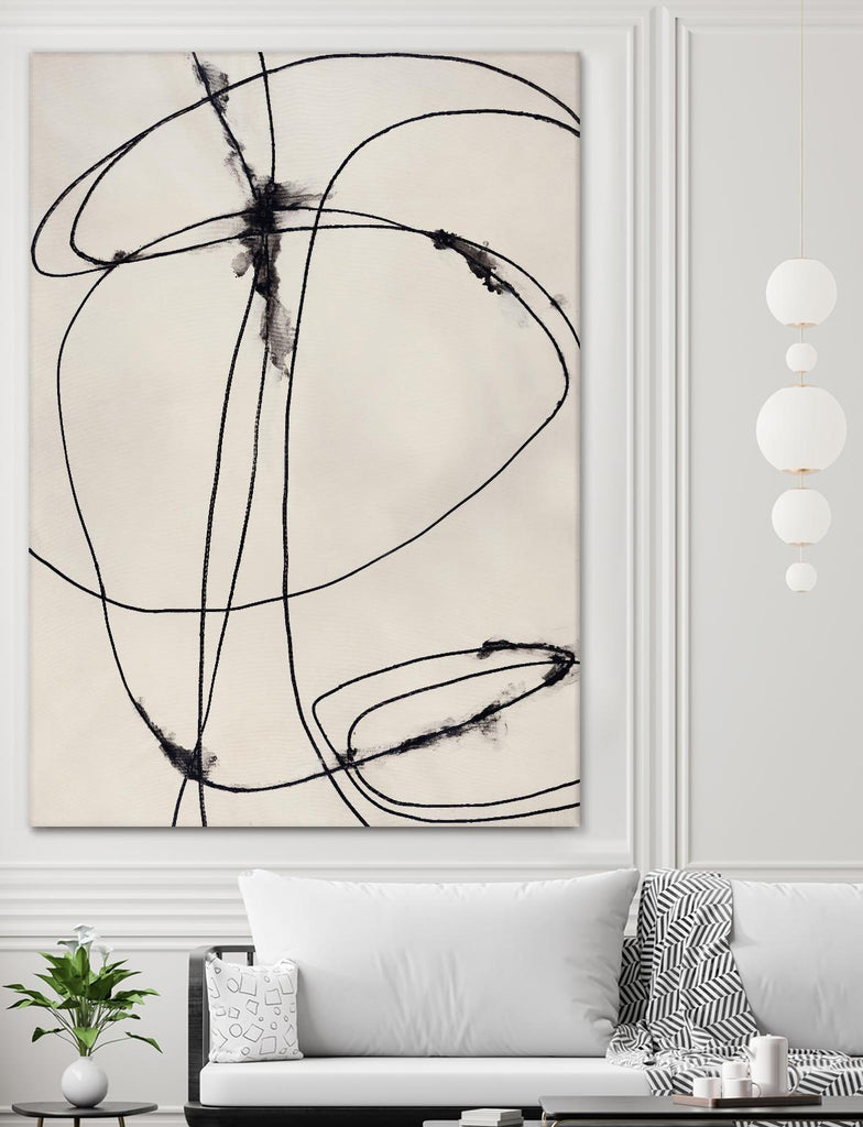 Tangled Ties de Daleno Art sur GIANT ART - abstrait beige noir et blanc 