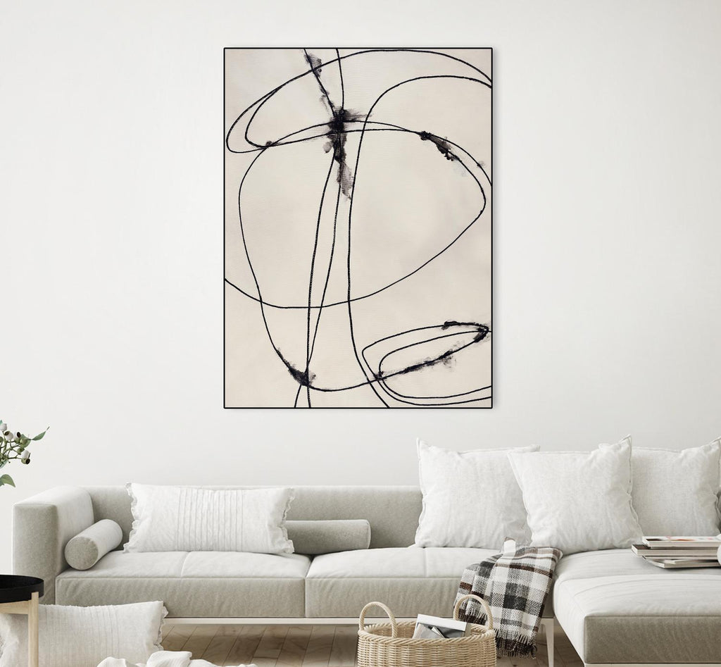 Tangled Ties de Daleno Art sur GIANT ART - abstrait beige noir et blanc 