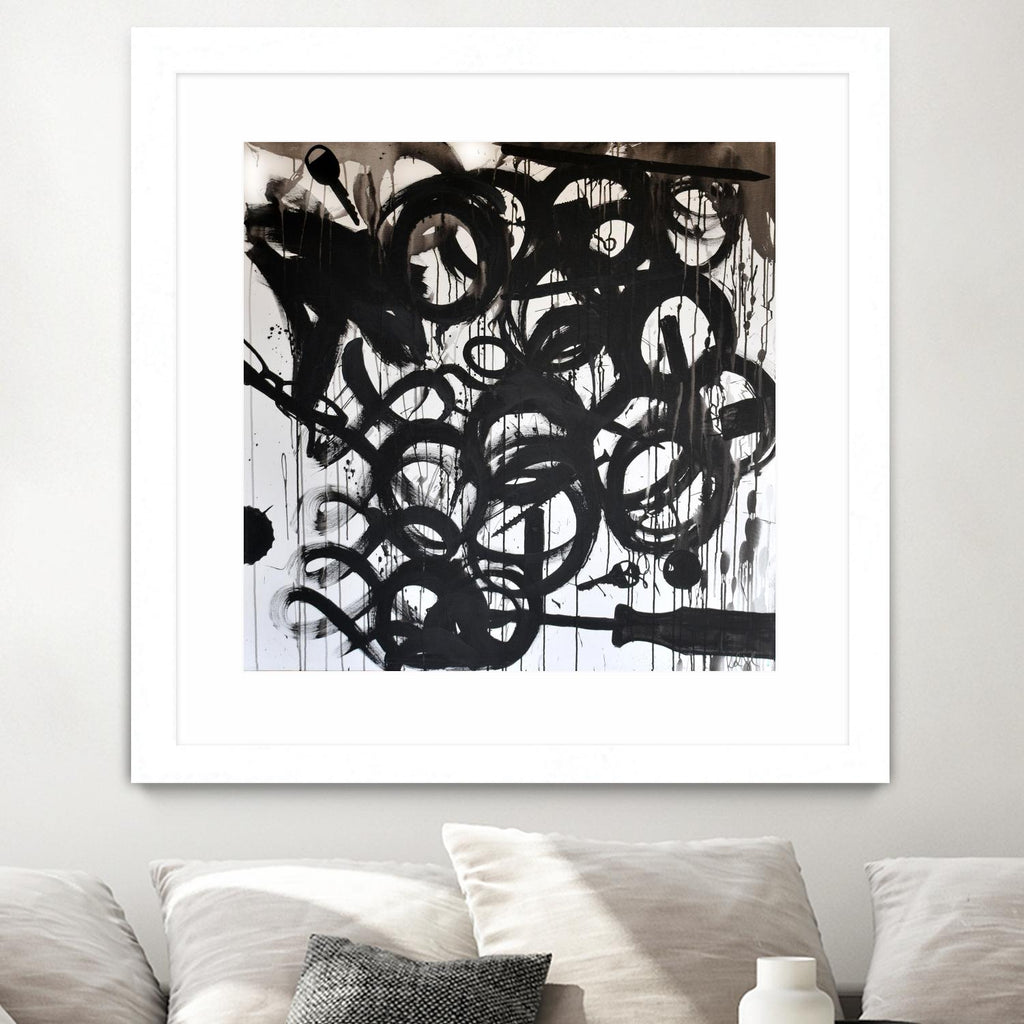 Junk Drawer de KenT Youngstrom sur GIANT ART - abstrait en noir et blanc