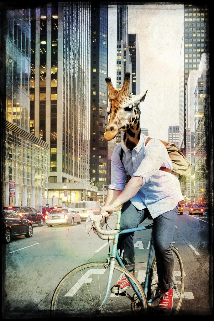 Girafe sur un vélo par GI ArtLab sur GIANT ART - noir contemporain