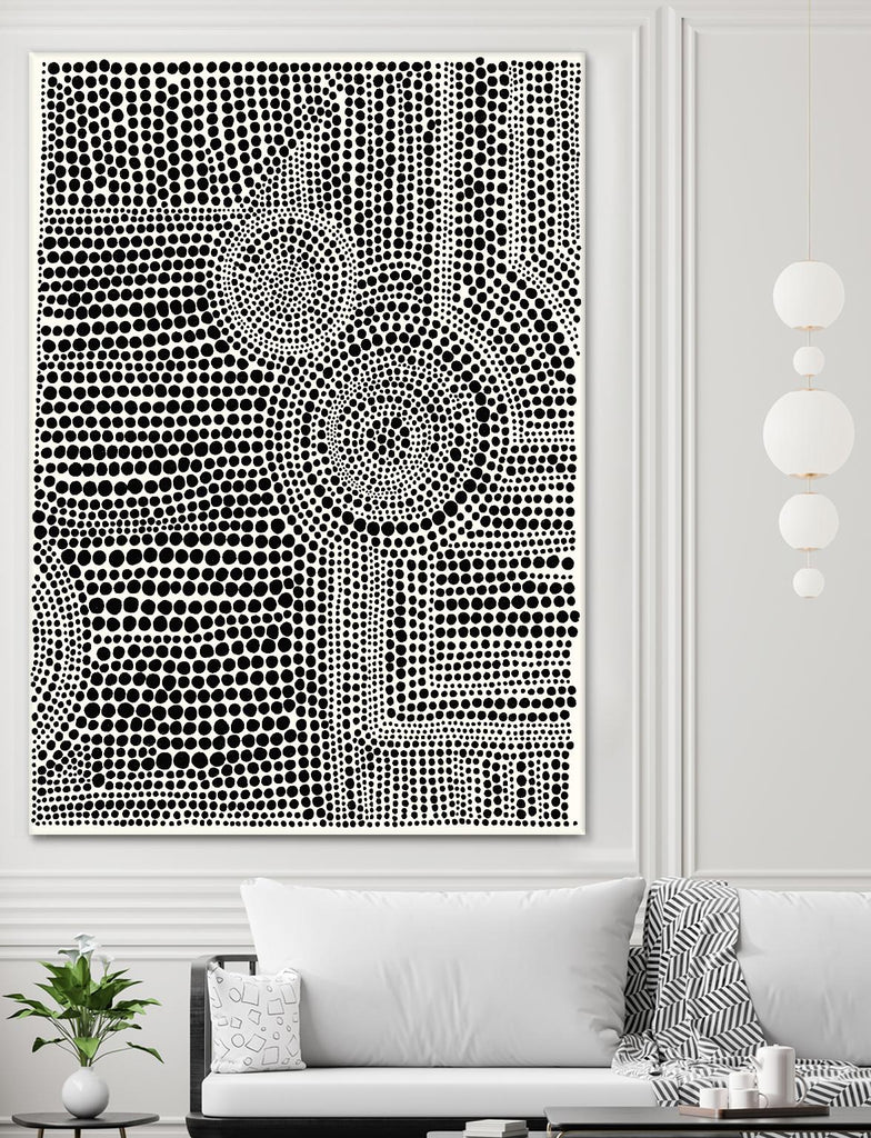 Clustered Dots A par Natasha Marie sur GIANT ART - points blancs, noirs et blancs