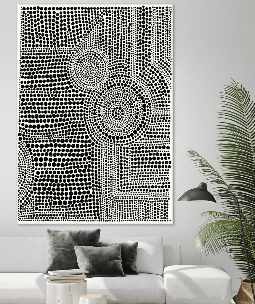 Clustered Dots A par Natasha Marie sur GIANT ART - points blancs, noirs et blancs