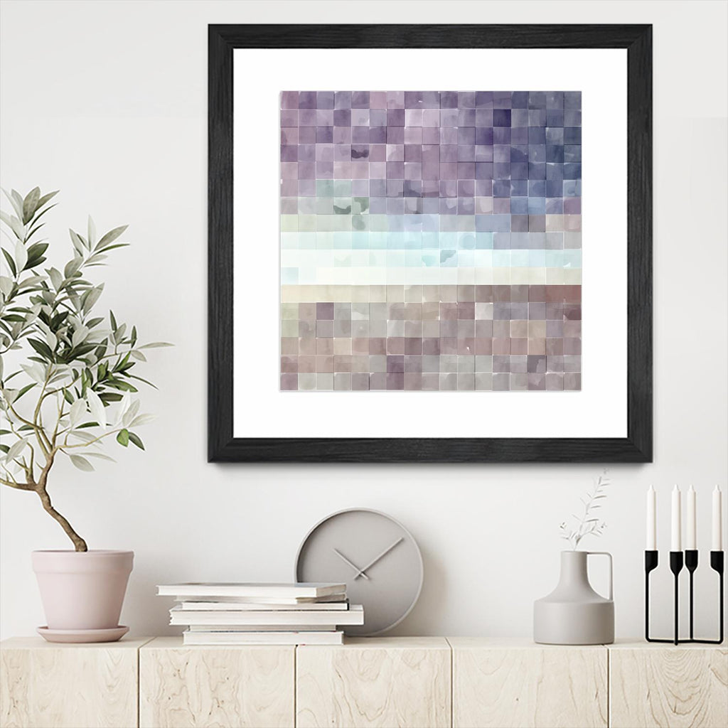 Gridded Watercolor Landscape B by THE Studio on GIANT ART - blue abstract