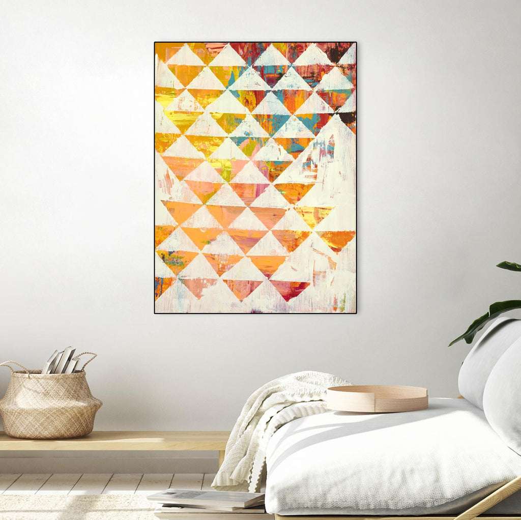 Configurations triangulaires 1 par Akiko Hiromoto sur GIANT ART - abstrait rouge