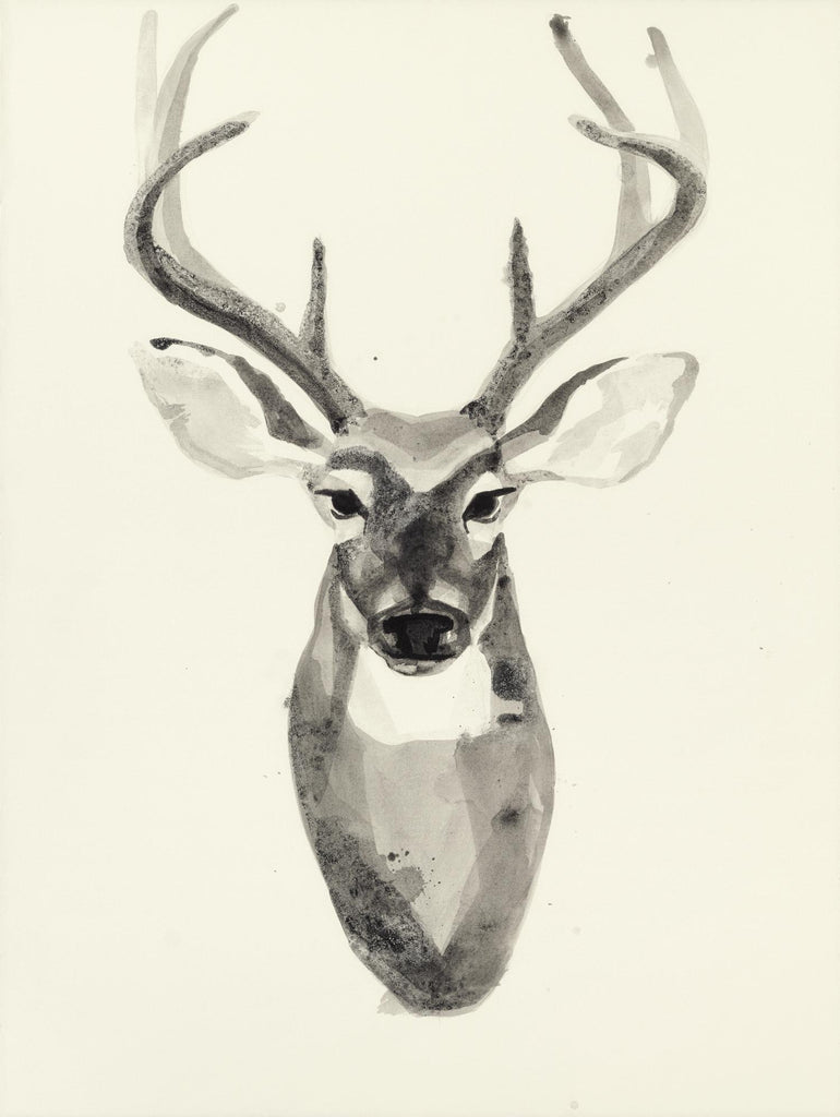 Watercolor Deerhead 2 par Gordon, Ben Gordon sur GIANT ART - animaux noirs cerf