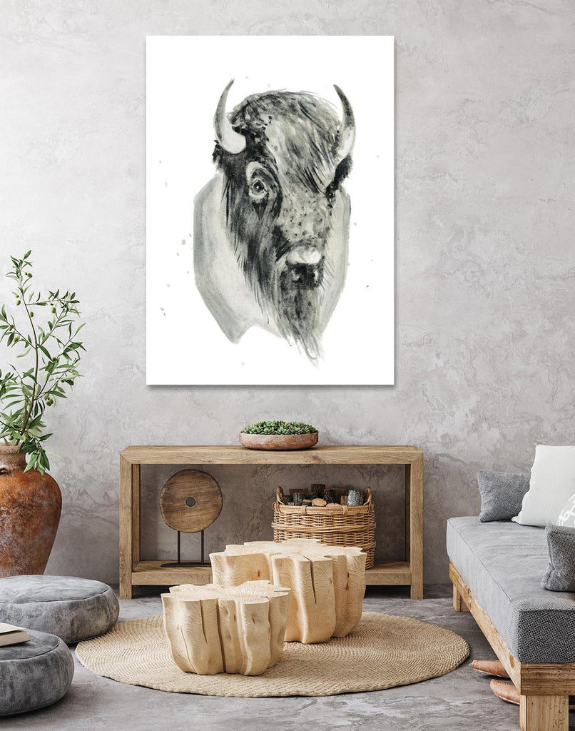 Bison Bust by Brenna Harvey on GIANT ART - white vintage bison