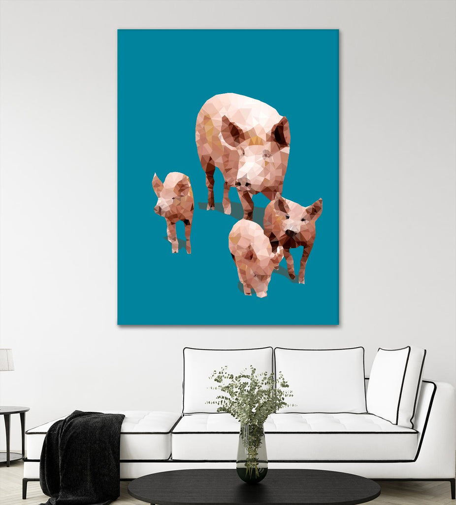 Fractal Pigs par THE Studio sur GIANT ART - beige contemporain