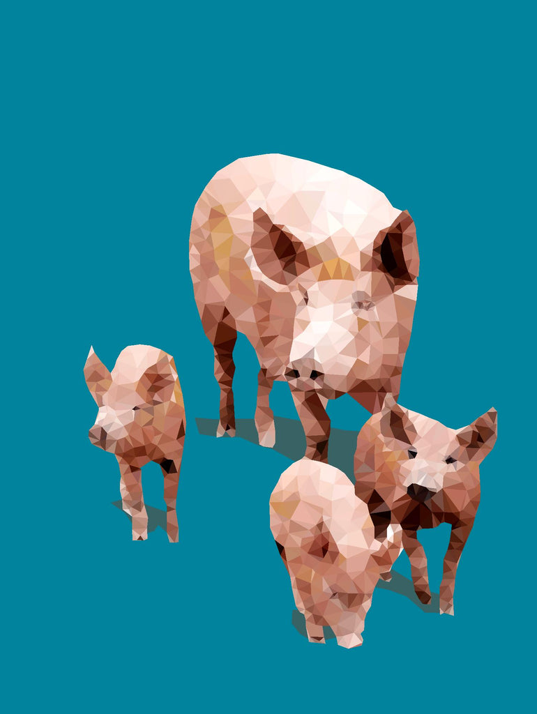 Fractal Pigs by THE Studio on GIANT ART - beige contemporary