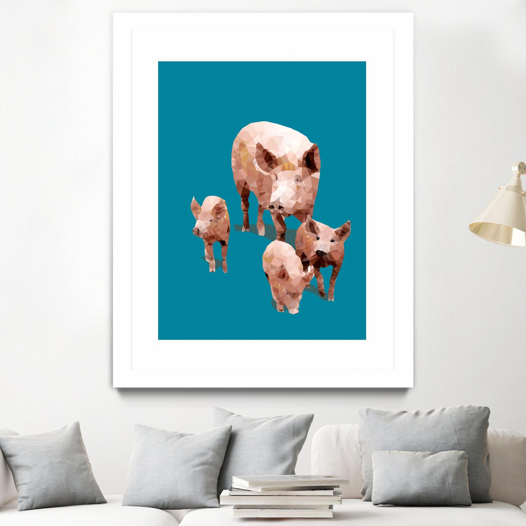 Fractal Pigs by THE Studio on GIANT ART - pink animal ping