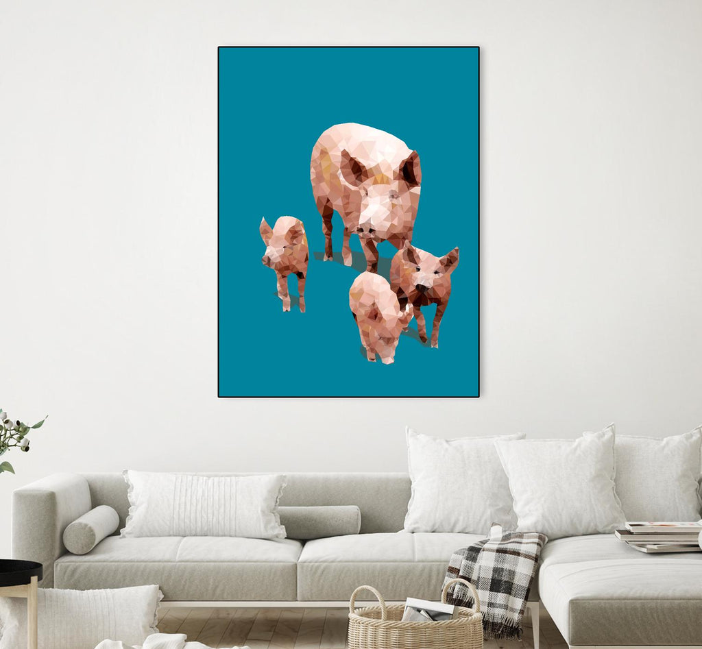 Fractal Pigs par THE Studio sur GIANT ART - beige contemporain