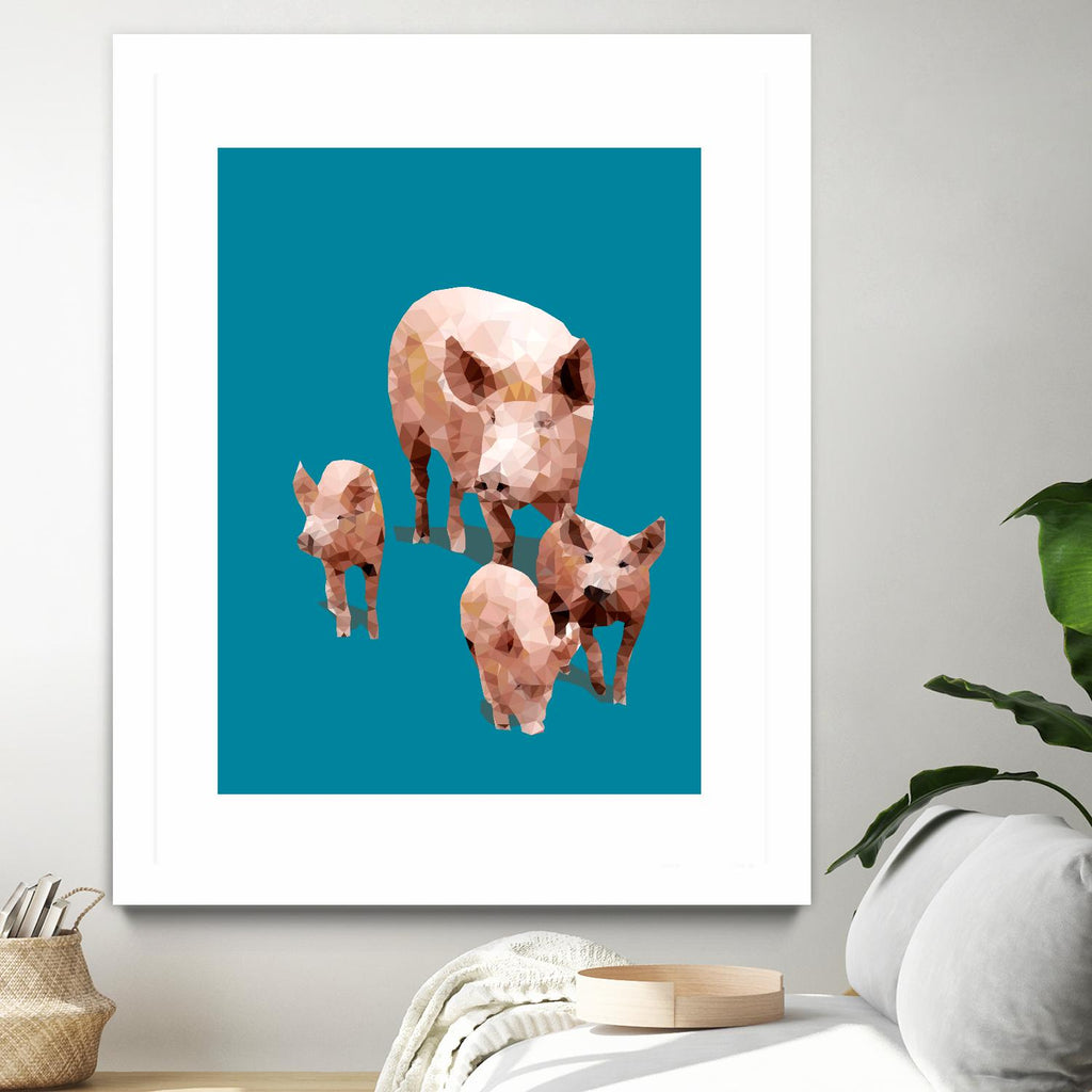 Fractal Pigs by THE Studio on GIANT ART - pink animal ping