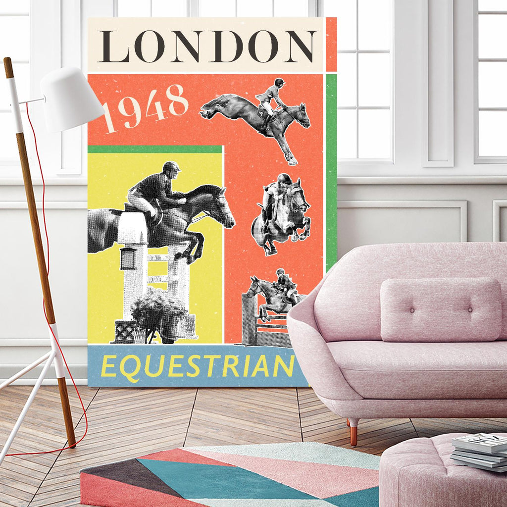 London Equestrian 1948 par THE Studio sur GIANT ART - vintage rouge