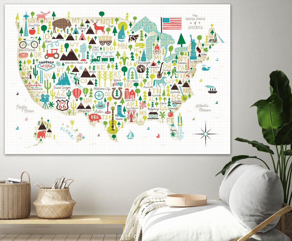 Illustrated USA by Michael Mullan on GIANT ART - green maps