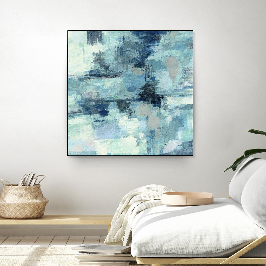 In the Clouds Indigo and Gray Crop by Silvia Vassileva on GIANT ART - white abstract
